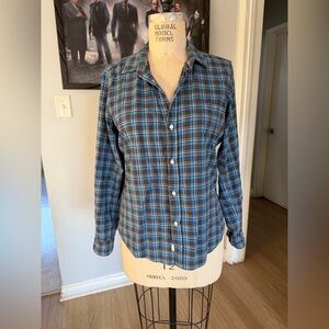 Frank & Eileen Barry Tailored Button-Up Shirt Plaid Italian Flannel Shirt size L